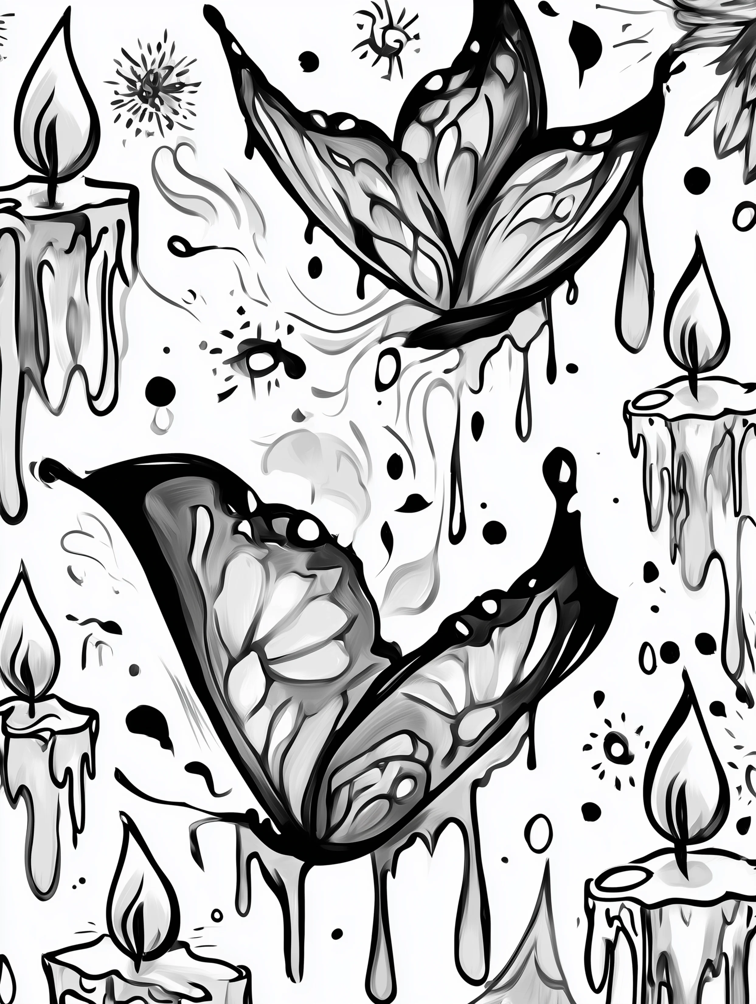 Free printable butterfly coloring page for adults featuring butterflies with candles